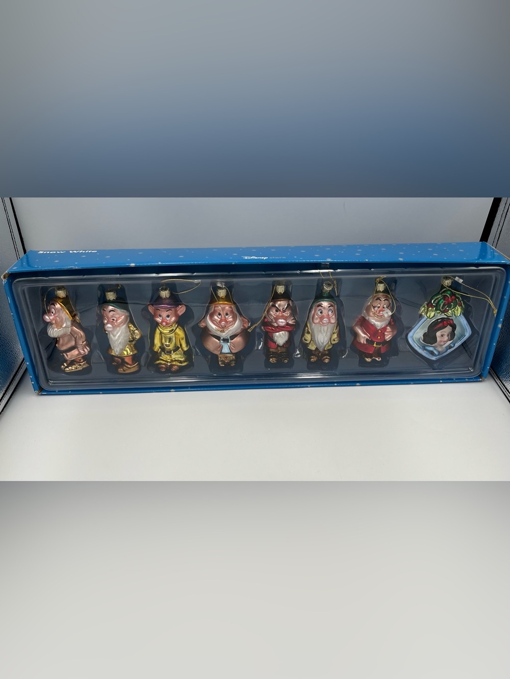 Disney Store Snow White 4” Glass Christmas Ornaments Set of 8